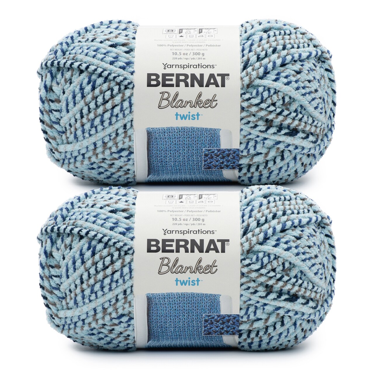 Bernat Blanket Twist Sea Stars Yarn - 2 Pack of 300g/10.5oz - Polyester - 6 Super Bulky - 220 Yards - Knitting/Crochet